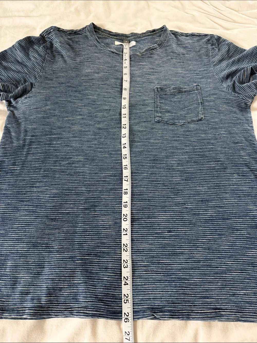 Everlane Navy and White Stripe Pocket Cotton Tee Mens Large - Picture 6 of 8